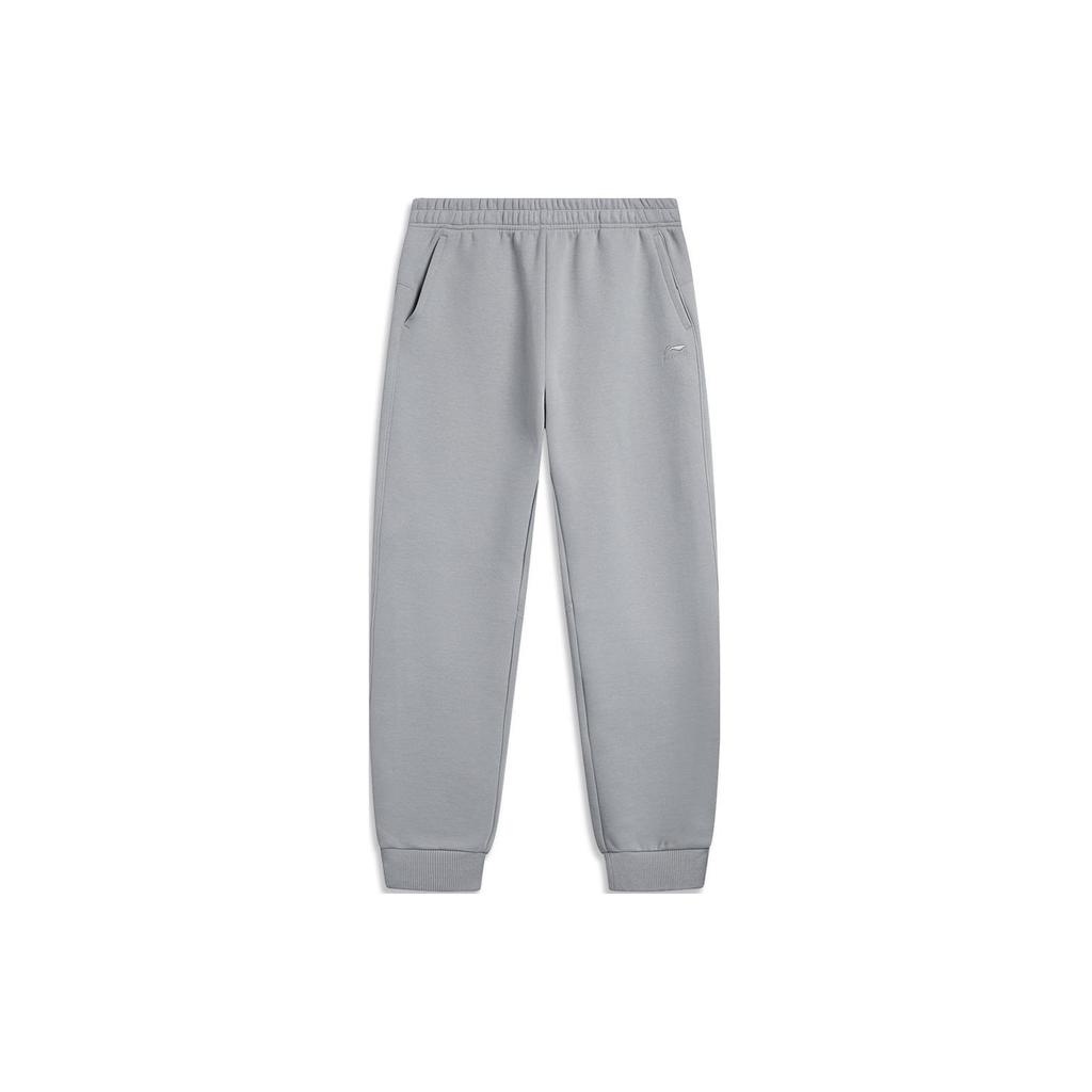 Li Ning Sports Lifestyle Series Logo Letter Print Cuffed Comfortable Breathable Knitted Sports Pants Men Bottoms Ultimate-Gray AKLU019-1