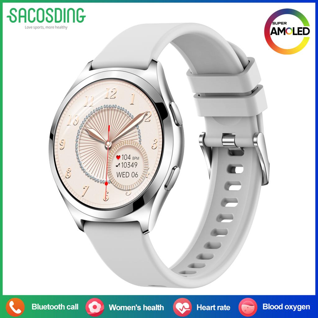 SACOSDING Fashion Smart Watch Ladies Bluetooth Call Heart Rate Blood Oxygen Women's Health Monitor Waterproof Music Sports Smartwatch For Android