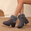 Fashion Chunky Platform High Heel Furry Ankle Boots Women 2025 Winter Non Slip Thick Bottom Suede Snow Boots Butterfly Embroidery Shoes