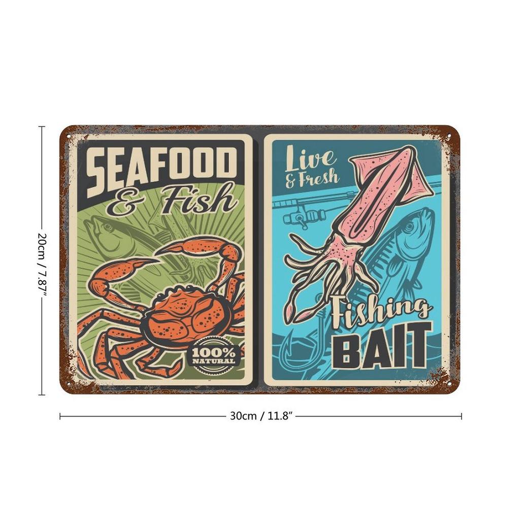 1-Pack Aged Wall Decoration Metal Sign, 20×30cm and 30×40cm, Distressed Finish for Dining Area, Cafe or Lounge