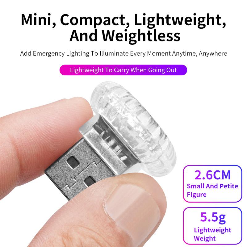 Car USB Atmosphere LED Light Colorful Night Light Free Modification Car Atmosphere Light Indoor Decoration Household Lights