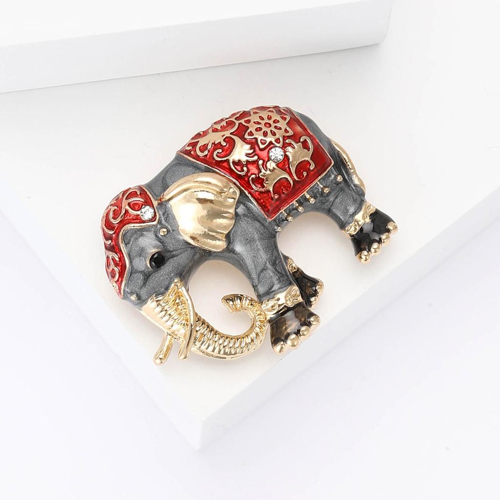 Hot Sale Retro Alloy Enamel Elephant Brooch Delicate Cartoon Men'S And Women'S Suit Cardigan Corsage Ornament Pin