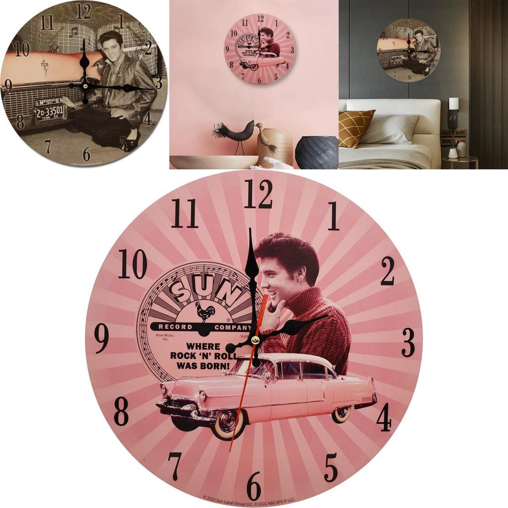 Minimálně retro nástěnné hodiny s motivem Elvise Presleyho pro dekoraci obývacího pokoje