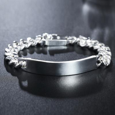 925 Sterling Silber Mann Frauen Quadrat Glück Armband Geometrie Kette Verbunden Charme Manschette Armreif Valentinstag Schmuck Geschenk Pulseira