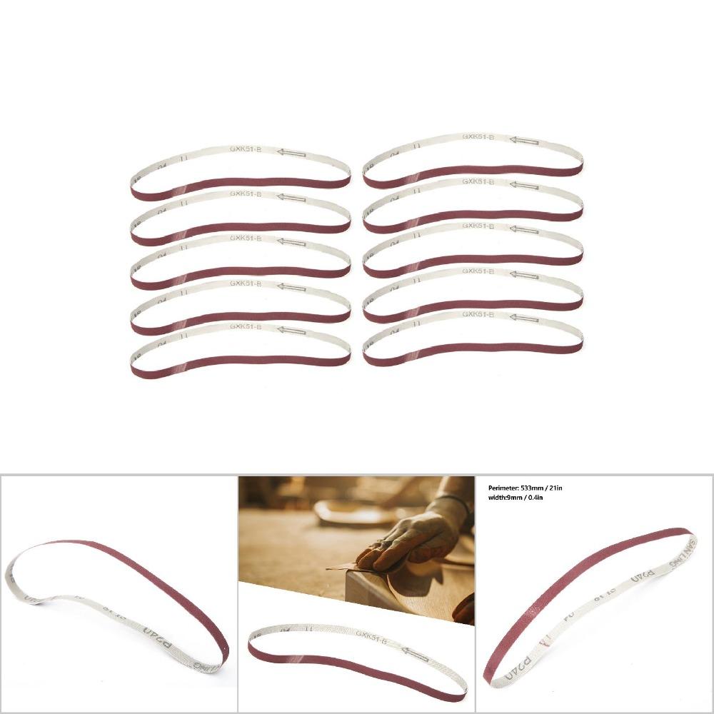 10pcs 3/8 X 21 Inch Sanding Belt 533 X 9mm Abrasive Band Strap Sandpaper Belt  For Belt Sander