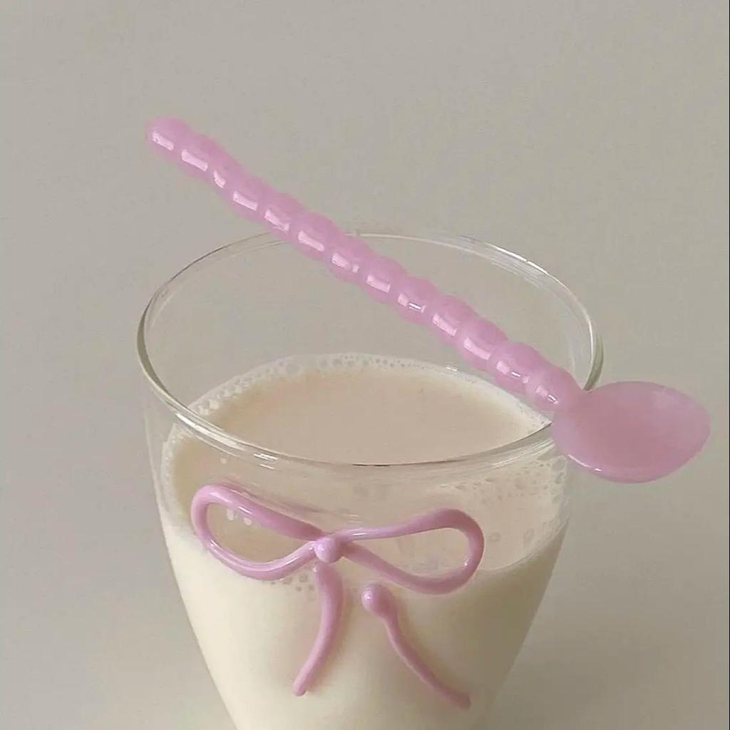 Creative Bowknot Handle Milk Dessert Ice Cream Spoon High Temperature Stained Glass Spoon Household Coffee Mixing Spoon