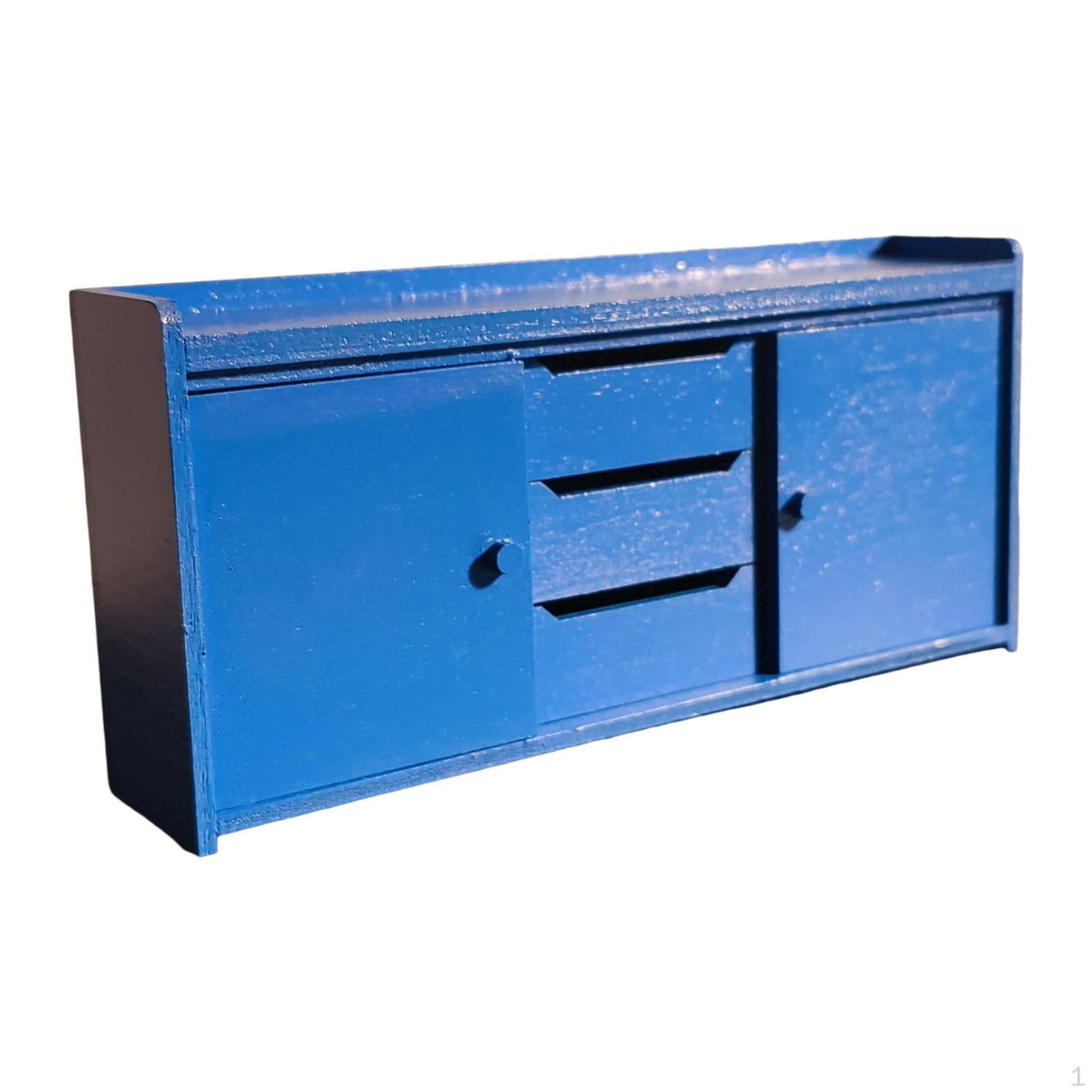 

1/12 Dollhouse Furniture Miniature Kitchen Cabinet Wood for Pretend Play синий