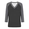 Women's Casual And Fashionable Patchwork V-Neck Top With Seven Quarter Sleeves Top