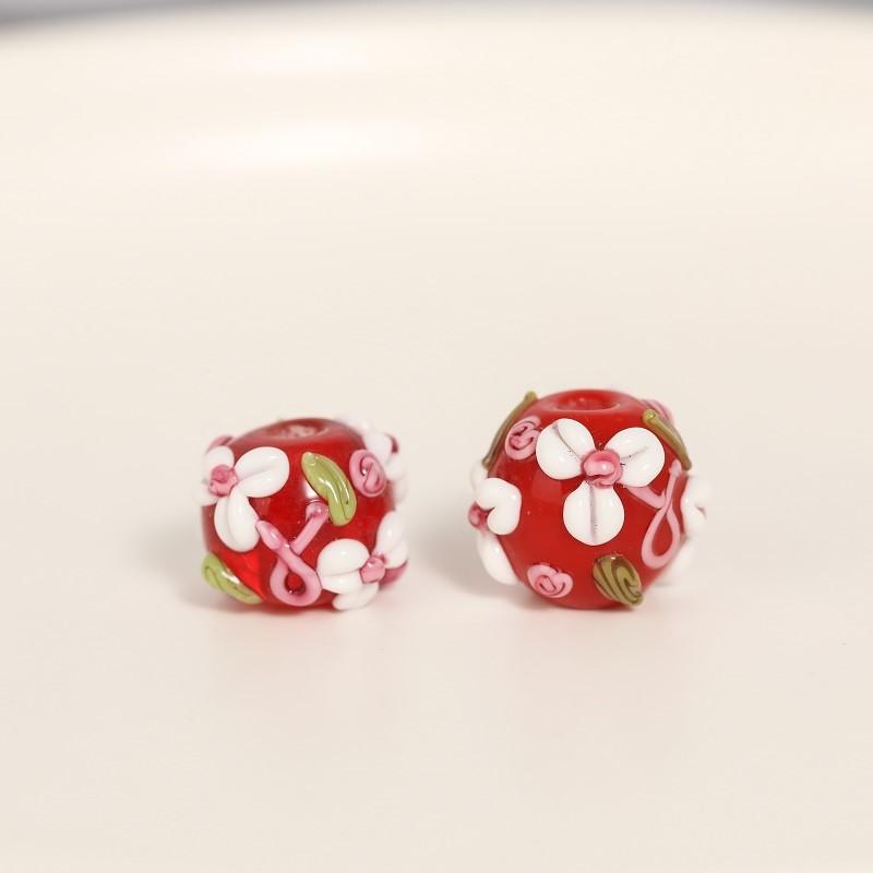 10PC 12mm Japanese Cherry Blossom Beads with Three Petals, Flower Outside, Glass Beads, Scattered Beads, DIY Handmade Bead Beads