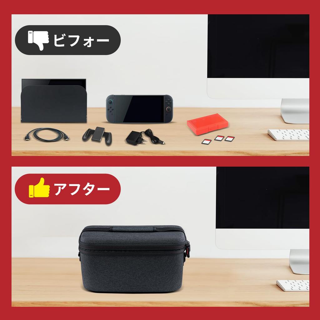 Mcbazel Aufbewahrungskoffer für Switch Stoßfestes Hartschalengehäuse Verstellbarer Ladehalterung Controller Schultergurt Spielkarten Exklusiv für Switch 2 entwickelt