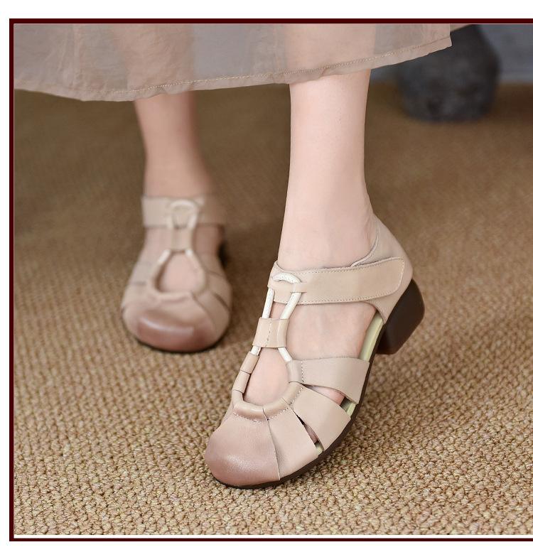 Fashion 2024 New Women's Shoes Closed Toe Women's Sandals Summer Casual Sandals Women Round Toe Solft Sole Hollow Flat Rome Shoes Women