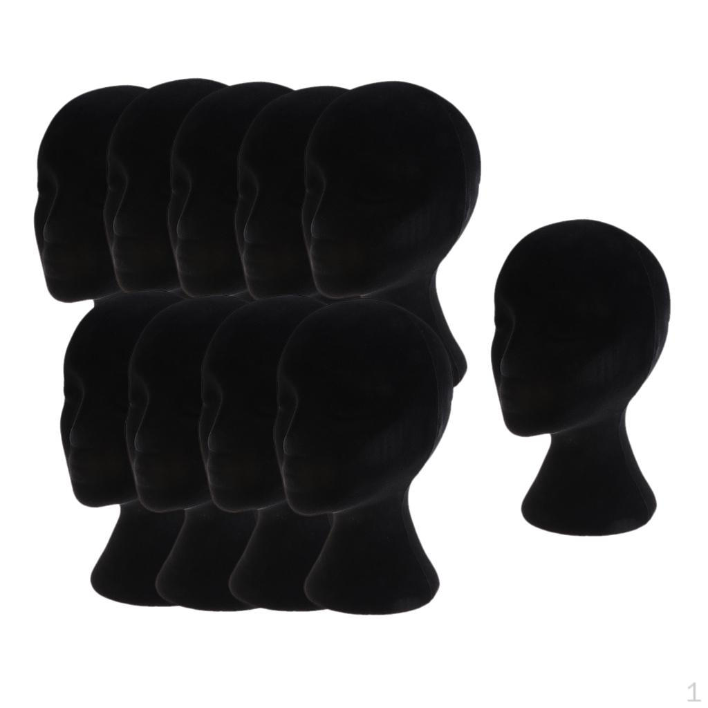 

10pcs Foam Female Head Model Wig Glasses Hat Display Stand Black