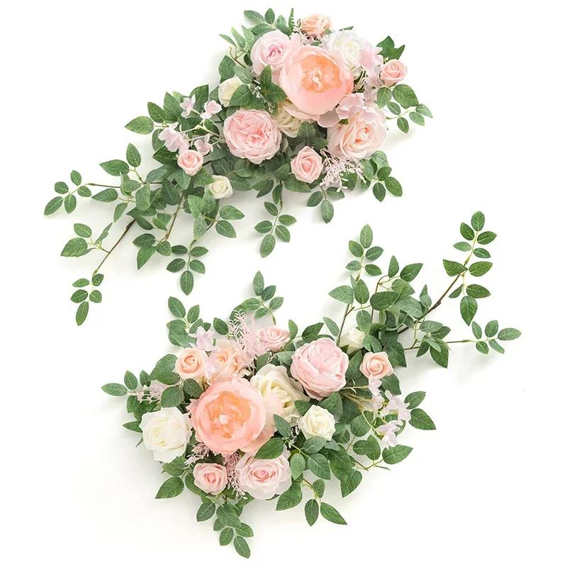 2PCS Artificial Floral Swags Centerpieces Wedding Flower Greenery Arrangements for Table Car Wall Window Arch Home Garden Decor