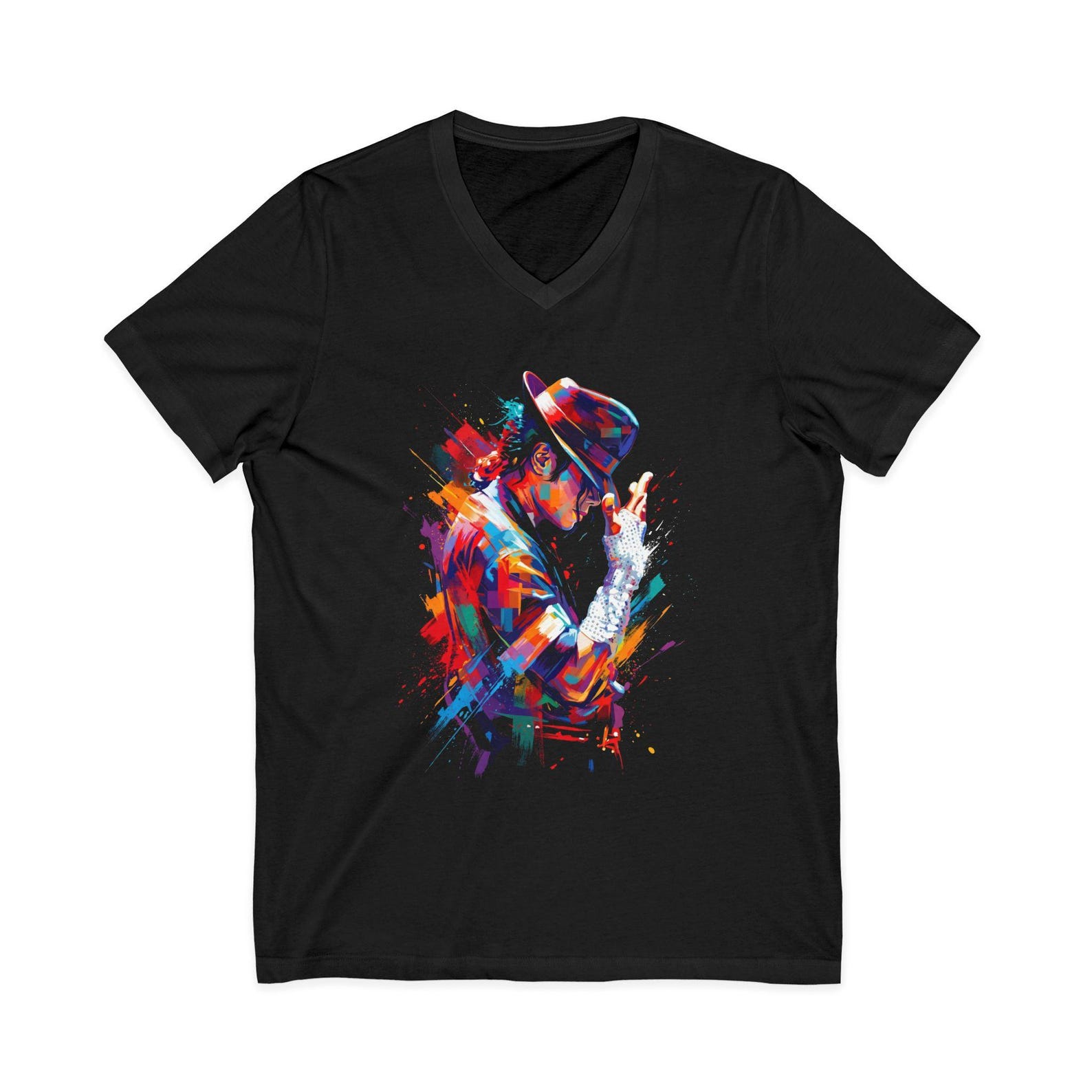 Michael Jackson Style - Artsy Silhouette V-Neck Unisex Graphic Tee XL