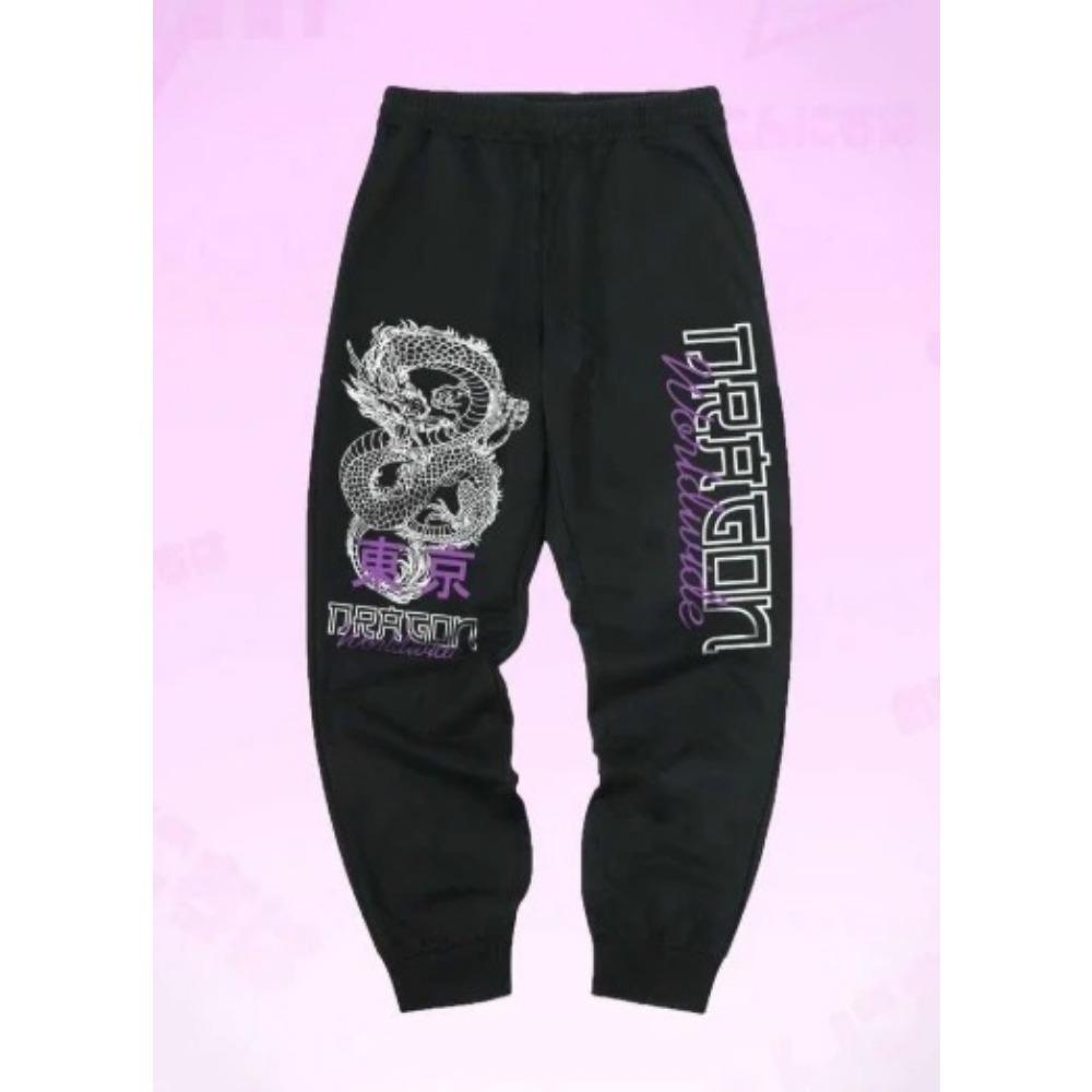 Dragon Patterned Sanitary Pants for Men's Casual Jogging Pants City Street Dragon Patterned Jogging Pants