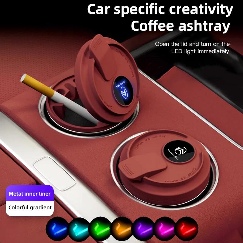 Car Tire Valve Caps Portable Creativity Ashtray LED Light Car Interior Accessories For Citroen C3 C1 2CV VTS DS5 RD3 Cross Xsara ahq256