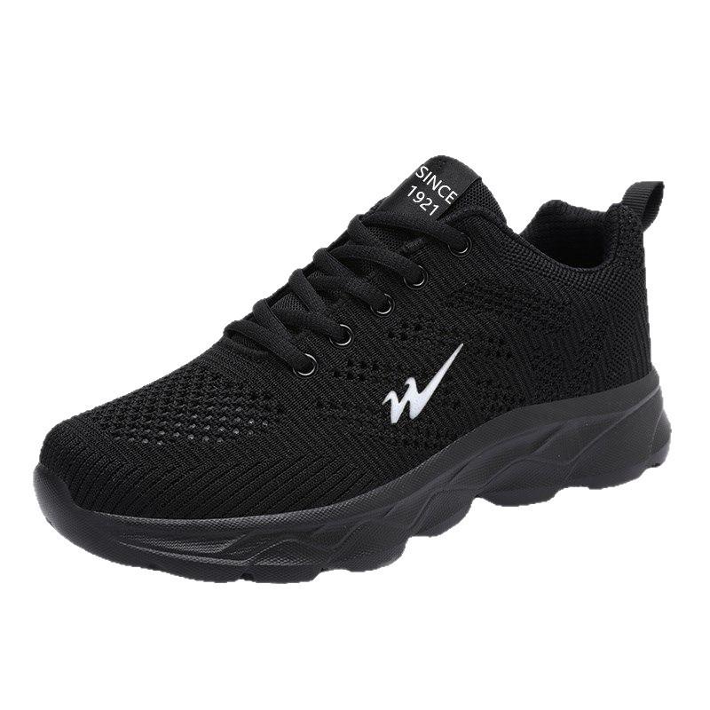 Double star sports shoes spring all-black mesh breathable and lightweight mother casual travel shoes versatile soft-soled running shoes