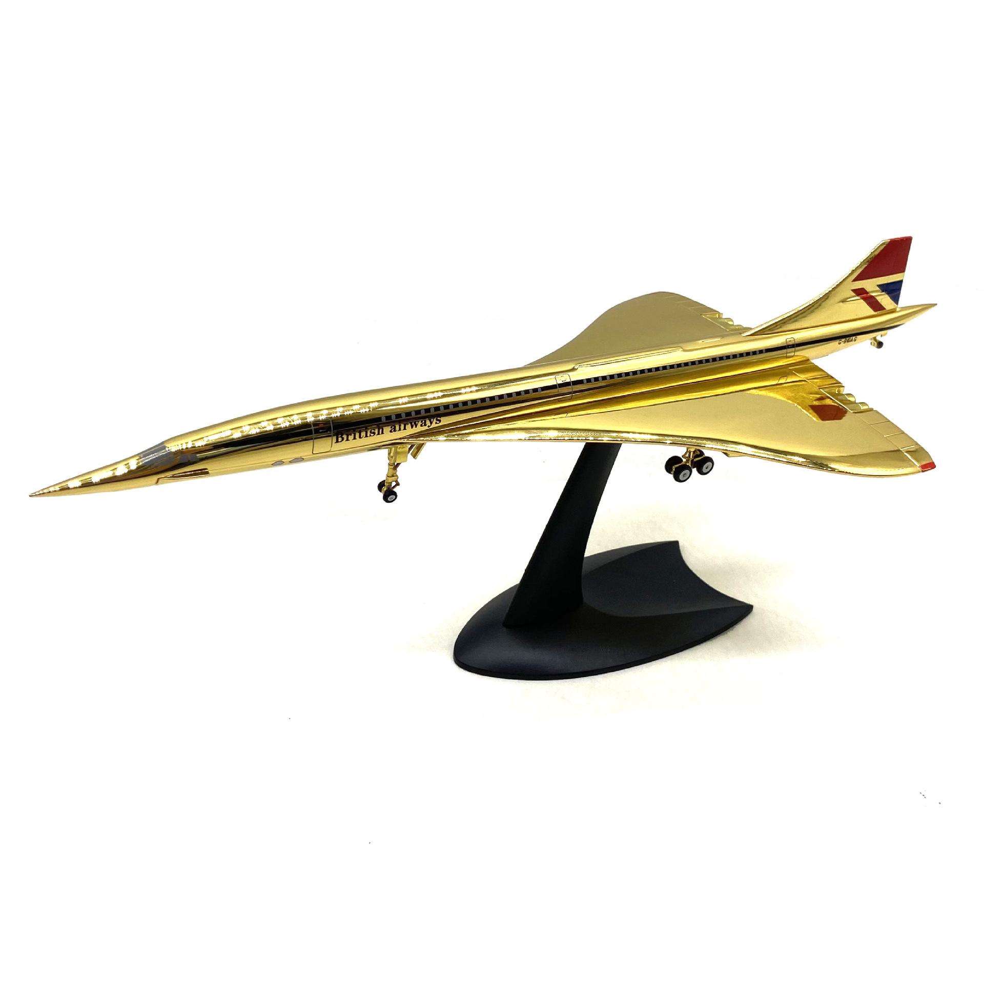 

1/200 Scale Aircraft Model Gold-Plated Concorde Supersonic Passenger Jet Die-Cast Alloy Toy Collectible Display Gift золотой