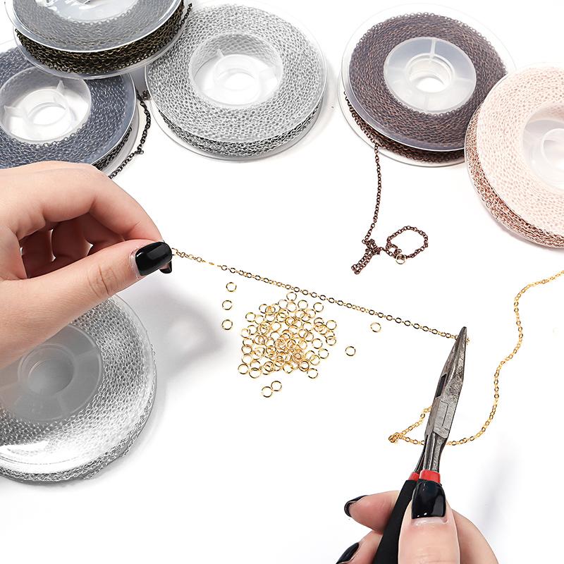 3 M/Roll Metal Iron Link Chain With Jump Rings Single Circle Lobster Clasps For Jewelry Making DIY Bracelet Necklace Accessories
