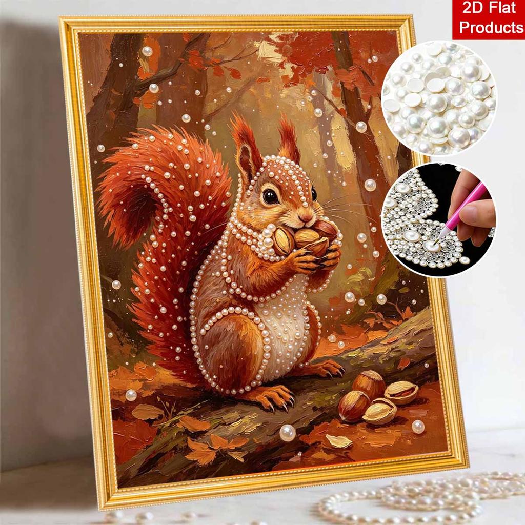 Pearl painting kit DIY cute squirrel and nuts home decoration painting