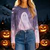 Women's Long Sleeve Halloween Print Neck Casual Top for Fall Festivities