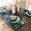 Green Gold Marble Table Placemats Set of 4 Linen Waterproof Heat Resistant Non Slip Washable Linen Table Mats 18x12 Inches