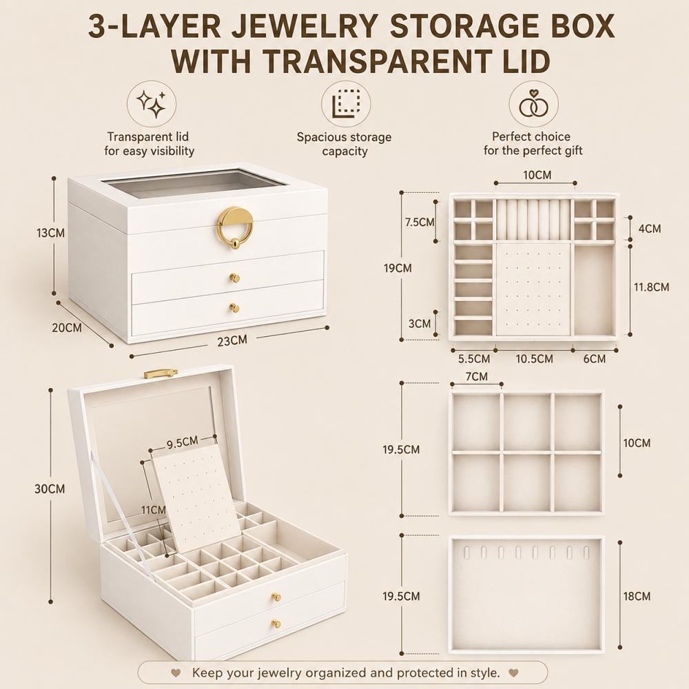 Kipnos 3-Tier Jewelry Organizer Storage Box 1 Piece