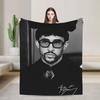 Bad Bunny Puerto Rican Rapper Portrait Blanket Warm Fashion Plush Throw Blanket For Child Bedroom Flannel Bedspread Bed Cover