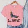 Stretching Dachshunds Women Short Sleeve Graphic Tshirt Summer Harajuku Hip Hop Dog Clothing Women Fashion Dachshunds TShirts