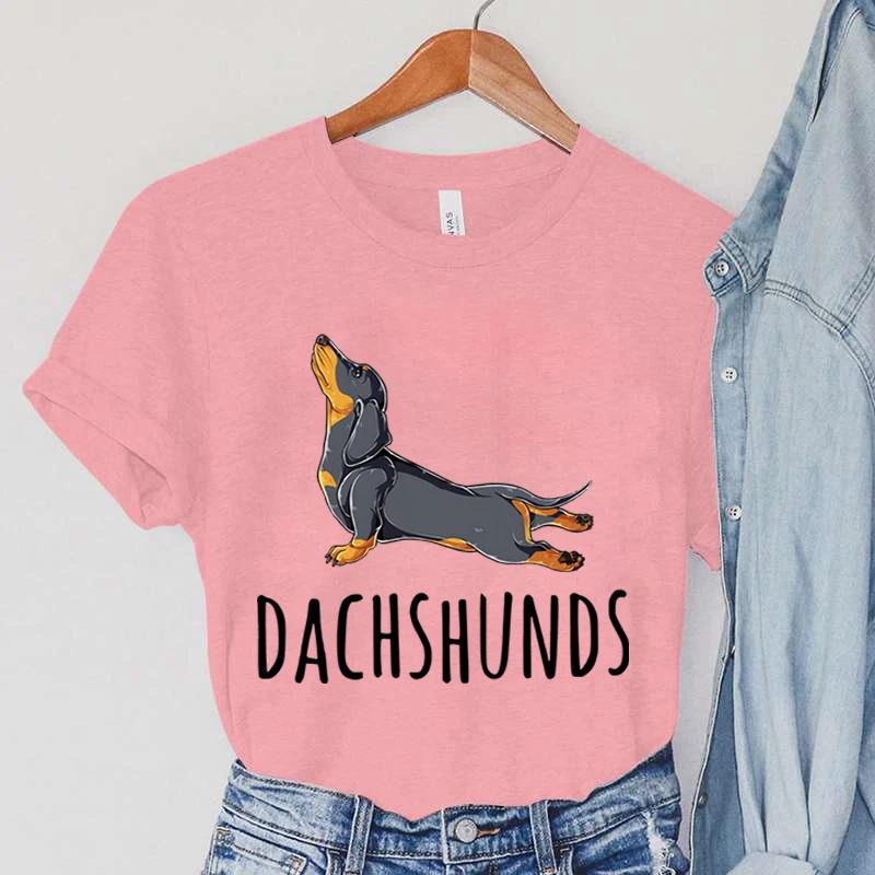 Stretching Dachshunds Women Short Sleeve Graphic Tshirt Summer Harajuku Hip Hop Dog Clothing Women Fashion Dachshunds TShirts