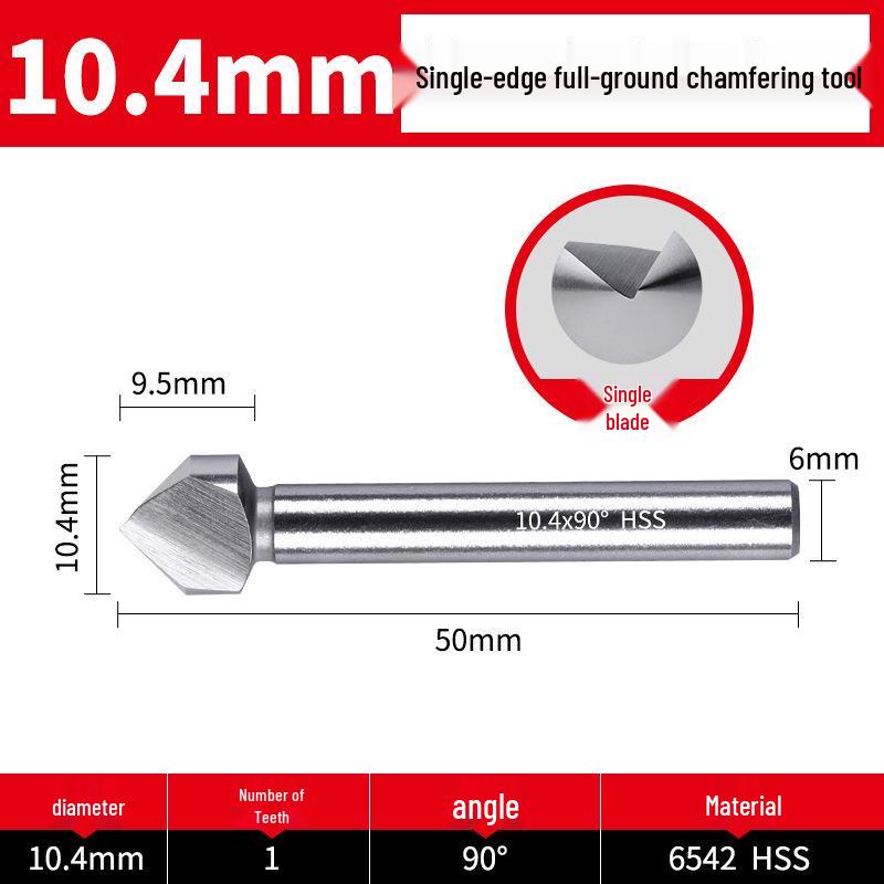 Straight Shank Single-Edge 3-Flute 45° Chamfering & Deburring Countersink Drill Bit, 90° Inner Hole Trimmer