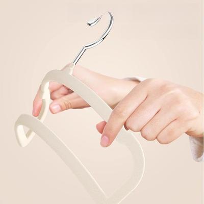 Flocked Hanger with Seamless Anti-slip Treatment - Ideal for Home Wardrobe Storage. Home Clothes Hanger. Home Clothes Rack.