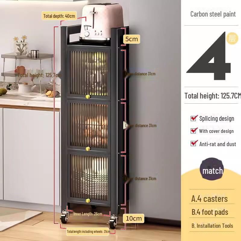 Kitchen Storage Cabinet with Microwave and Pot Rack