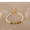 Natural Freshwater Pearl Bracelet Personalized Splicing Multicolored Tourmaline Fresh and Versatile Elegant Temperament Bracelet