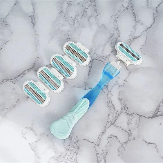 Premium Women's Manual Razor with Three-Layer Anti-Scratch Ultra-Thin Blade for Underarm and Leg Hair Removal