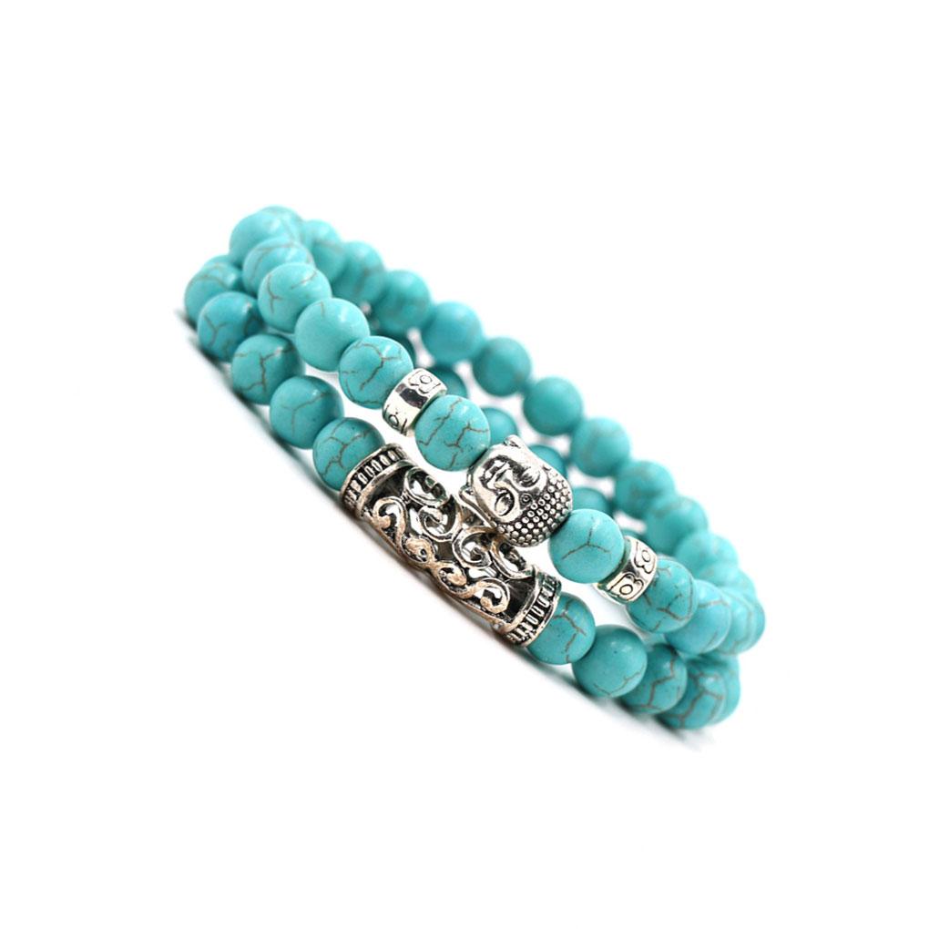 Womens Stone Bracelet Memorable Natural Stone Beads Bracelet Elegant Light Elastic Turquoise Buddha Jewelry Meaningful Beauty
