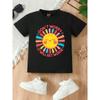 European sizes Fashionable and Casual Round Neck Short-sleeved T-shirt for Girls, Featuring a Fun and Colorful Cartoon Sun Print