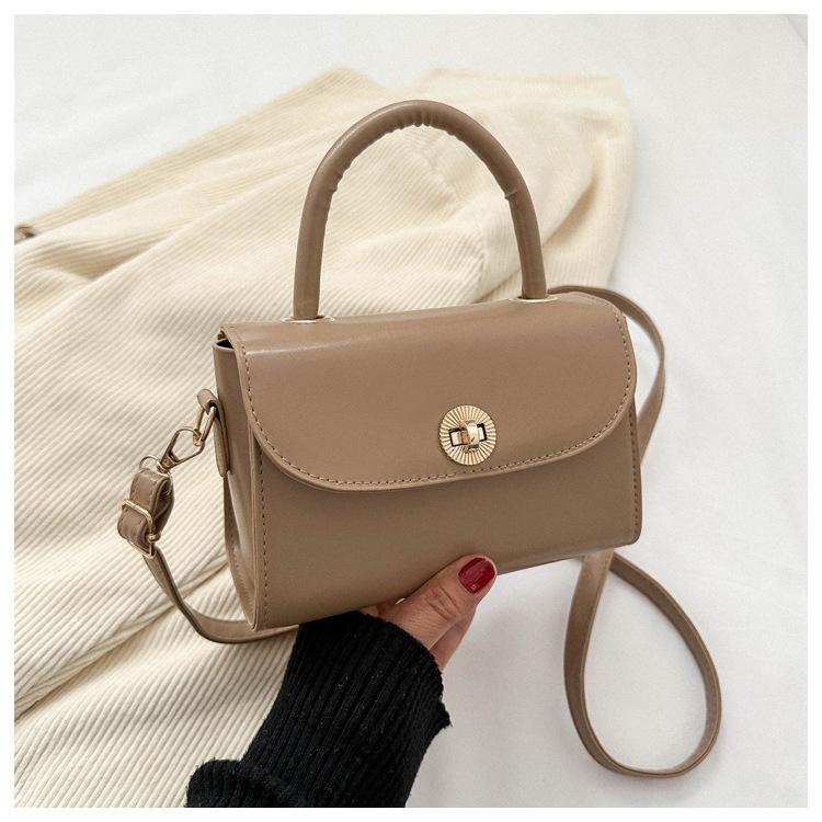 Neue Retro 2025 Winter neue einfarbige einfache Schloss lässige Messenger kleine quadratische Tasche in Textur