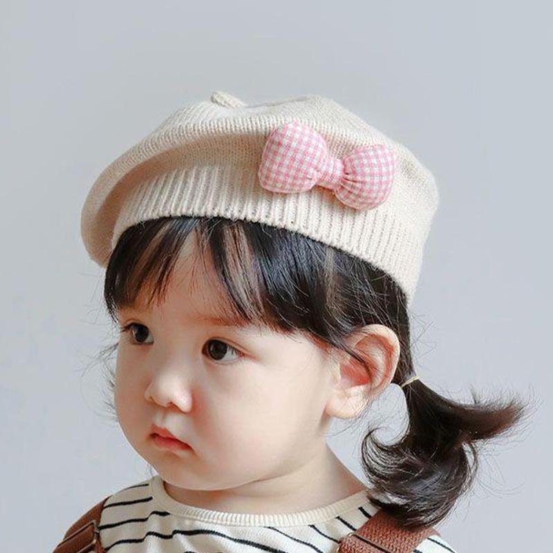 Children'S Beret Baby Hat Cute And Super Cute Autumn And Winter Girl'S Stylish Korean Style Princess Knitted Wool Painter'S Hat