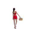 New swimsuit red female sexy slim fit charming shoulder split three-piece bikini