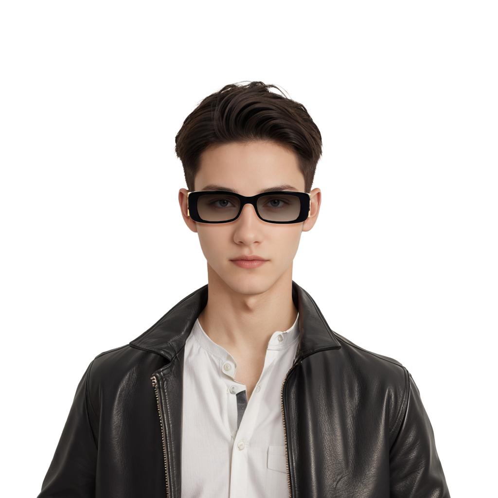 Balenciaga UV Protection Stylish Avant-Garde Rectangular Sunglasses Unisex Sunglasses Black BB0096S001