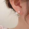 Pearl Stud Earrings with Pink Tulip Design - Versatile, Elegant Forest Style for Women