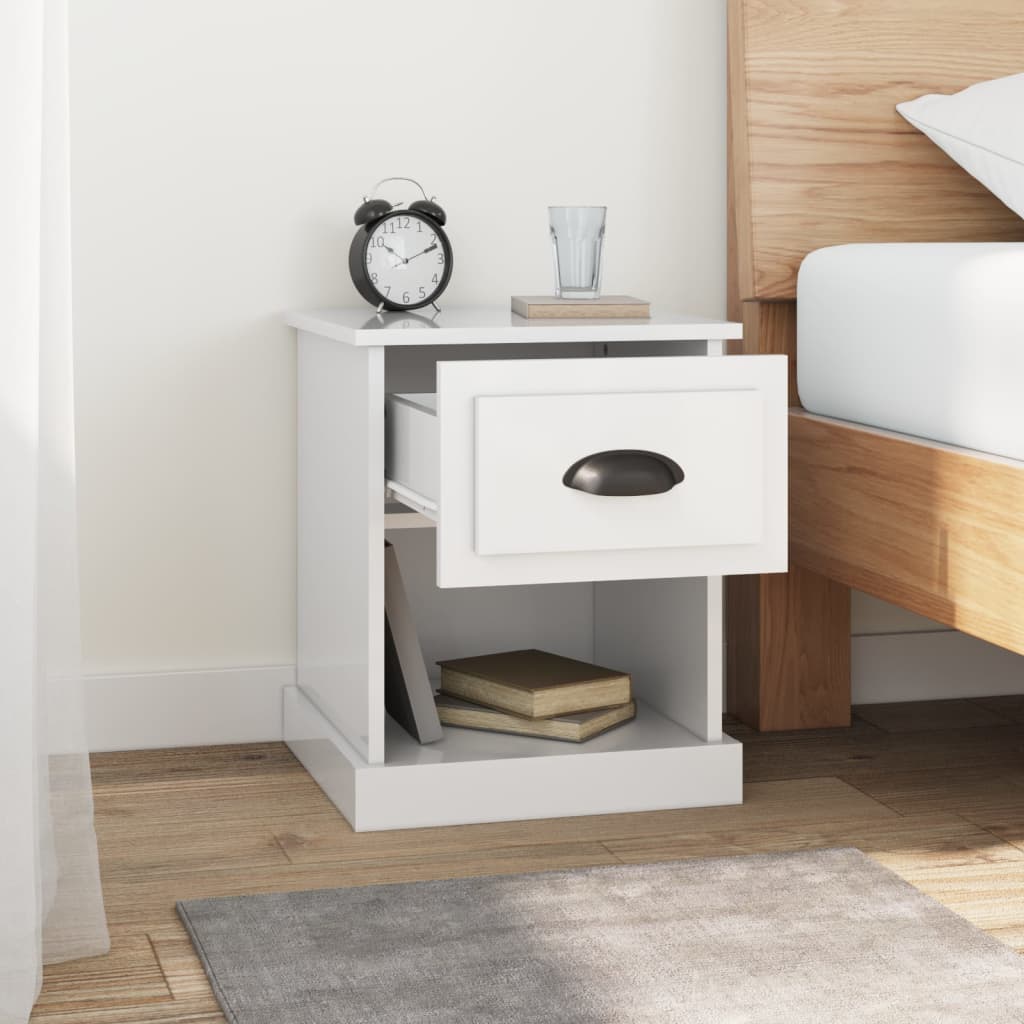Vidaxl Nightstands, 2 Pcs, High Gloss, White, 39X39X47.5 Cm