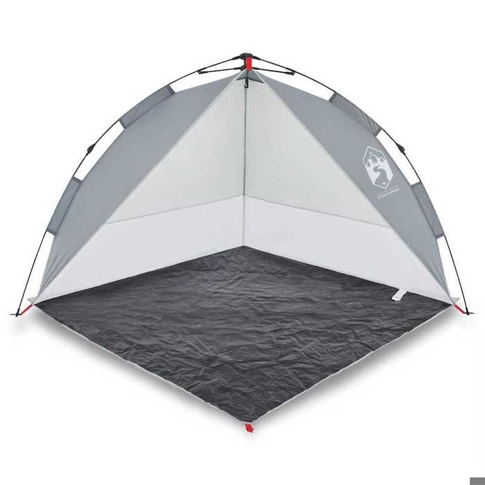 Tente de plage - vidaXL - Modèle gris - Imperméable - Système à libération rapide - 205x200x115 cm