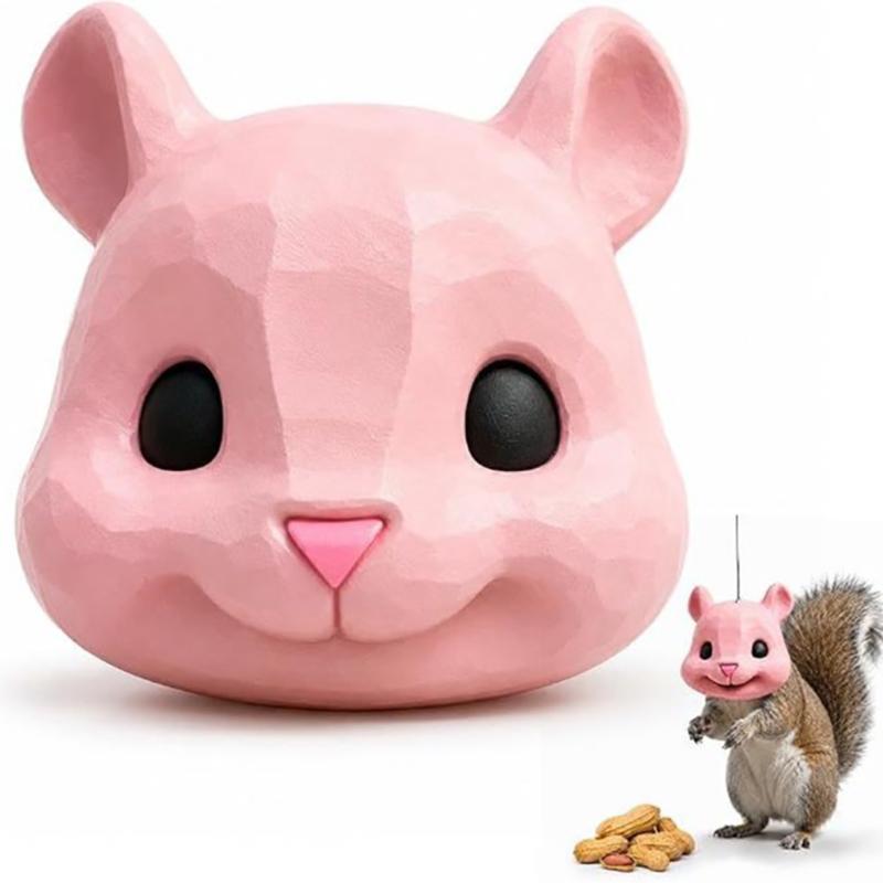 1Pcs Funny Animal Face Hanging Feeder Squirrel Head Feeder Food Container Wide Opening For Trees And Deck