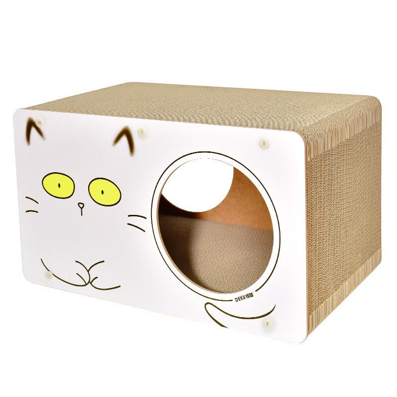 Corrugated Cardboard Cat Scratching Box and Nest - Large, No Shedding, Free Mint
