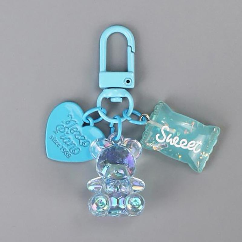 Desene animat Bling Heart Bear Animal Bomboane Breloc Breloc pentru iubitorii de prieteni Drăguț Creativ Geantă Mașină Căști Cutie Accesorii pentru chei