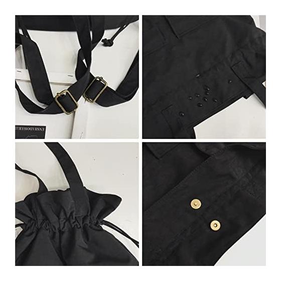 [SURCHAR] Drawstring Tote Bag, Nylon Backpack, Women's Handbag, Rucksack, Shoulder, 2WAY, Light, Large Capacity, Casual, Plain, Stylish, Cute, Girls,