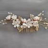 Handmade Floral Hairpiece with Crystal Wedding Hair Comb for Bride or Bridesmaid Ethnic Style Headwear Accessories