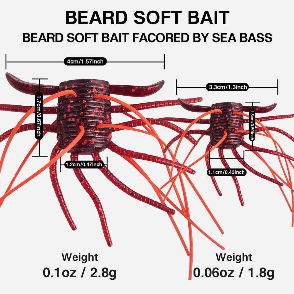 1.8g&2.8g 10pcs Sinking Soft Fishing Lure Wacky Worms with Multiple Tentacles Bass Fishing Artificial Bait Tackle